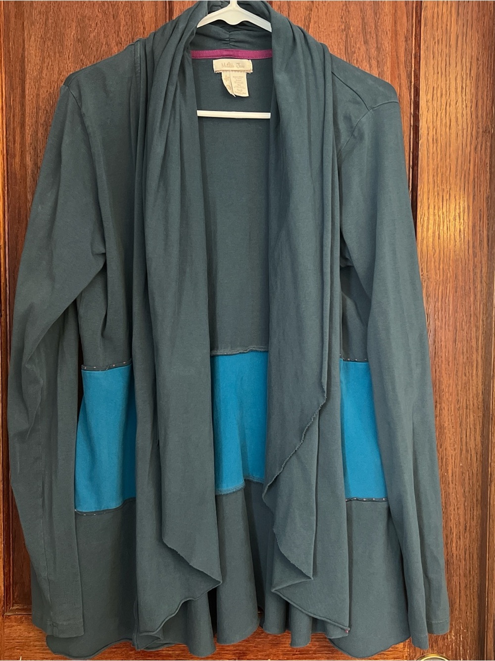 Matilda Jane Parade Moody Blue Waterfall Cardigan XL Boho Loose fitting EUC Knit
